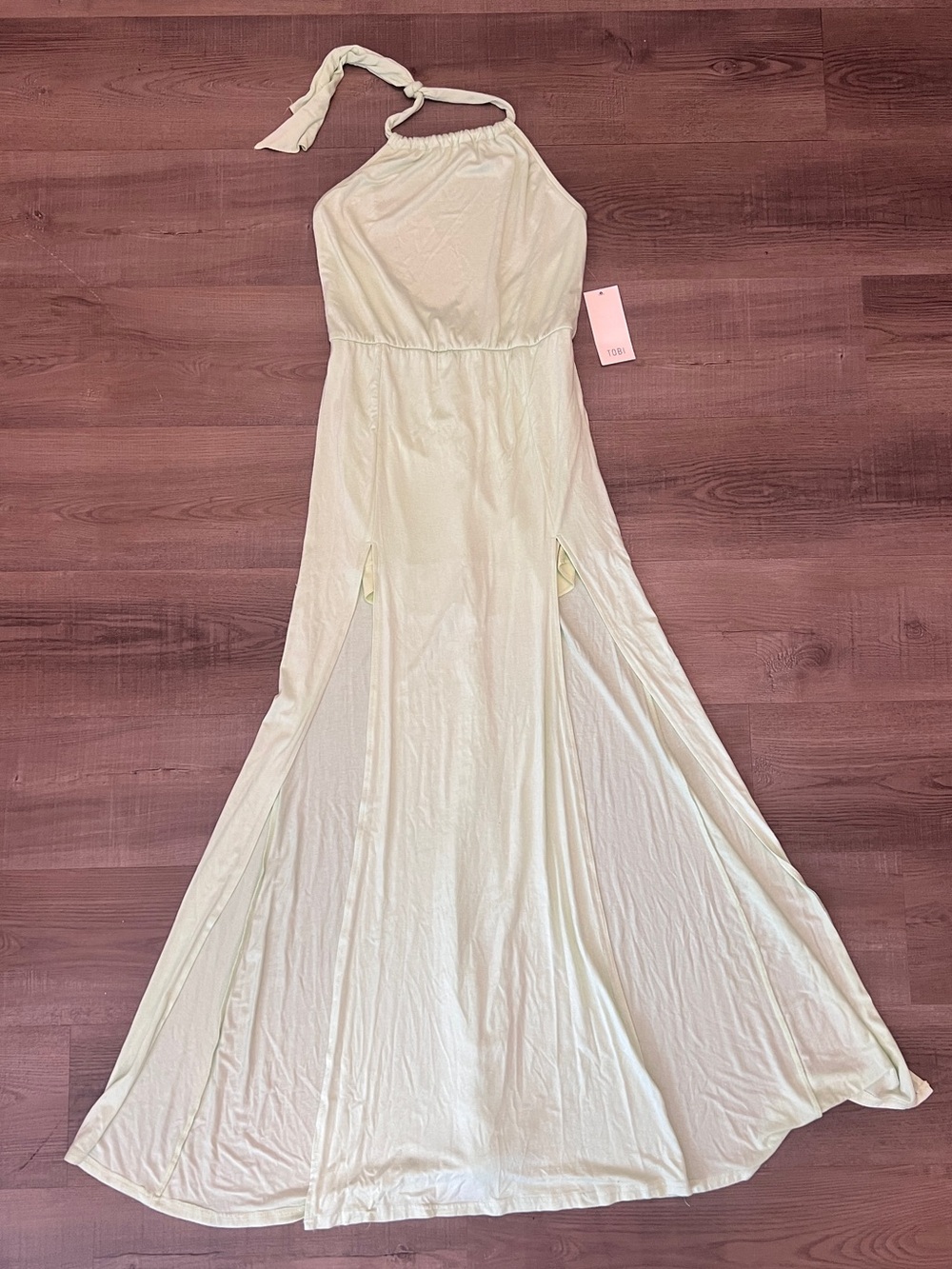 NWT Tobi Halter Double Slit Jersey Maxi Dress